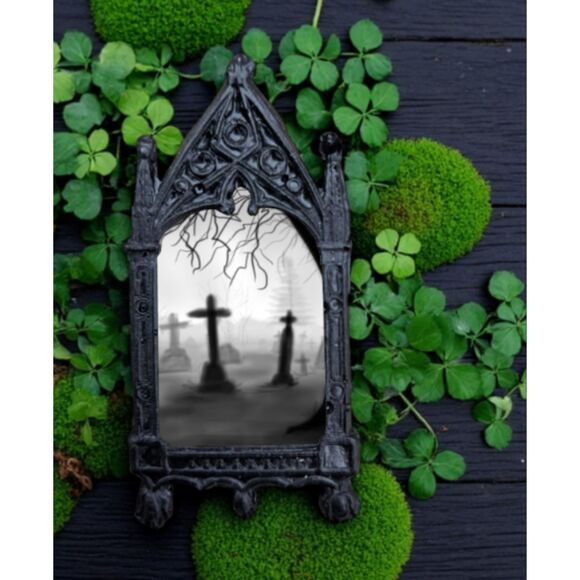 White Cross Pin Cemetery Tombstones Gothic Pin - Picture 1 of 3